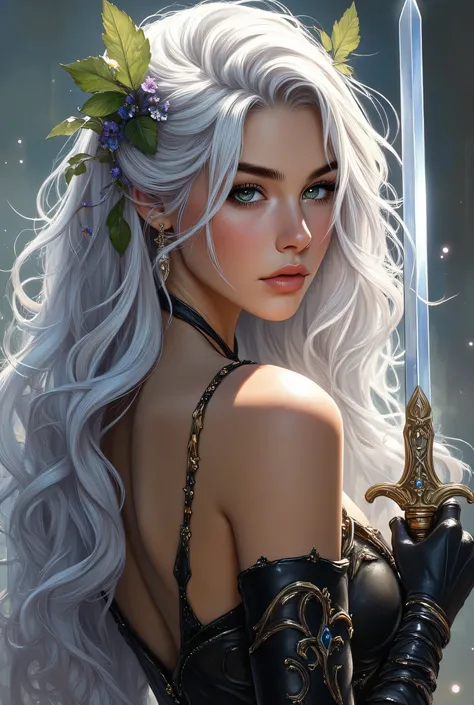 Score_9, score_8_up, score_7_up, ((highest quality)), ((masterpiece)), (be familiar with), Perfect Face, (High definition), (Best Shadow), 8k, cinematic, (Realistic:1.4),dramatic. Comic sex art.
a woman with long white hair holding a sword in her hand, de...