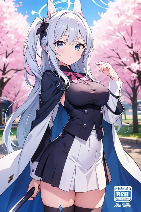 score_9,score_8_up,score_7_up,rating_safety,source_manga,masterpiece,best quality,hyper detailed,super fine illustration,8k,cinematic angle,from front,BREAK 1woman,solo,,(white hair,long hair,side ponytail, long hair),(medium breast),(tuxedo with cloak),st...