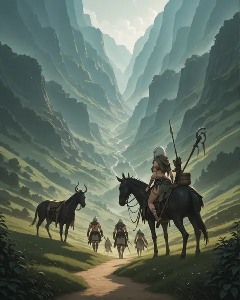 Alam, Open field, high fantasy , dark fantasy, Some Primitive Tribal Dwellings