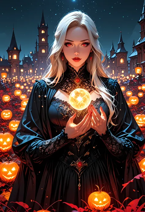 a picture of a young female vampire as she is looking into the infinite stars in the night sky the stars are reflected in her eyes, a beautiful mature female vampire, dynamic hair color, dynamic skin complexion, wearing dynamic dress, looking into the star...