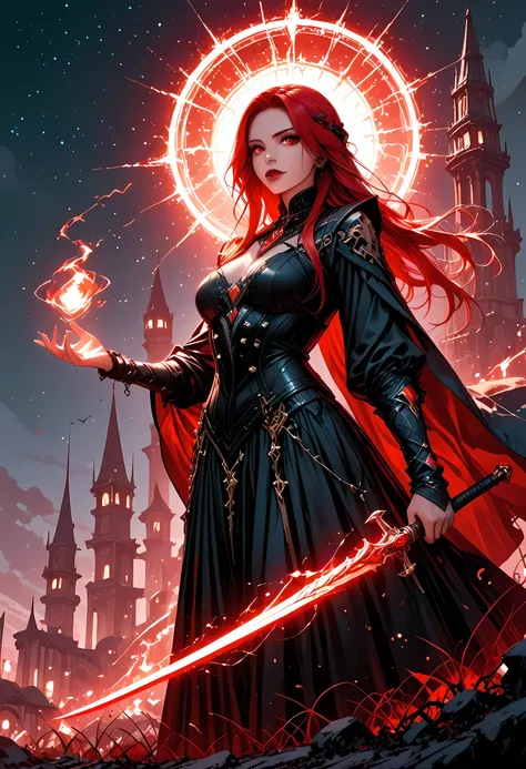 a picture of a young female vampire as she is looking into the infinite stars in the night sky the stars are reflected in her eyes, a beautiful mature female vampire, dynamic hair color, dynamic skin complexion, wearing dynamic dress, looking into the star...