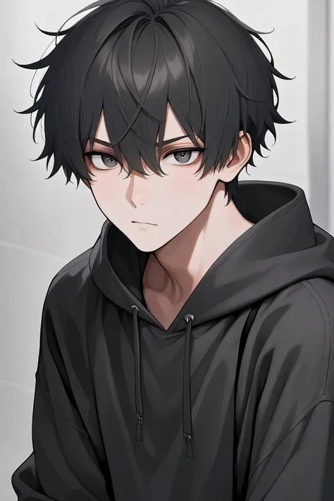 ((best quality)), ((masterpiece)), (detailed), 1boy, black hoodie, black hair, cool edgy fashion