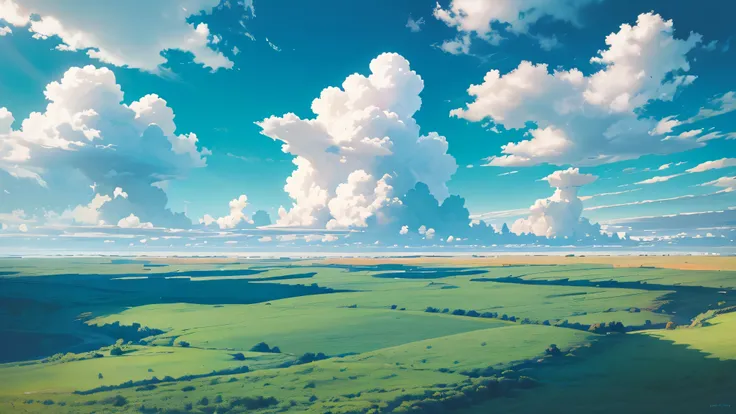 A vast prairie with blue skiesA vast prairie with blue skies