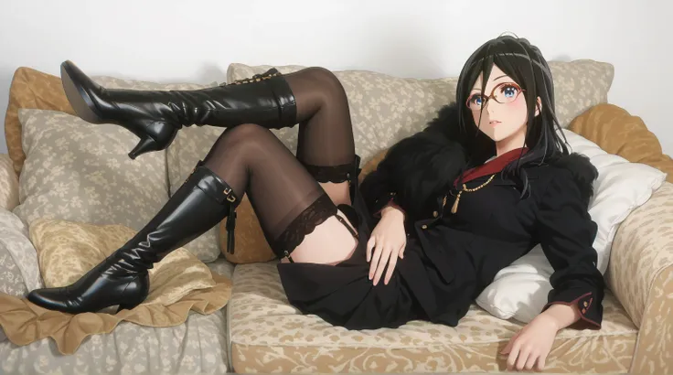  ((inspired by Asuka Tanaka:1.2)),(inspired by Kyoto Animation Style),(masterpiece, best quality),beautiful, beautiful-woman, ((detailed face)).(full body:1.3).,
  
 ((black hair)), glasses, blue eyes, long hair, over-rim eye-wear,cowboy shot, semi-rimless...