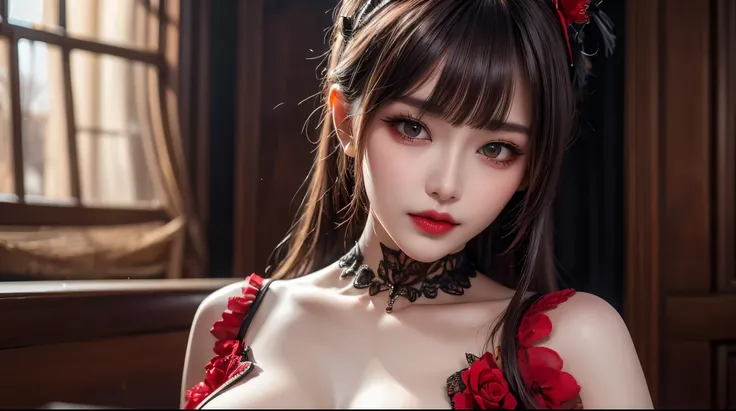 1girl, sagging breasts,a hyperrealistic painting inspired by Peter Gric, zbrush central contest winner, hyperrealism, highly detailed surrealist art, hyperrealistic illustration, hyperrealistic surrealism, very intricate photorealistic, extremely hyperdeta...