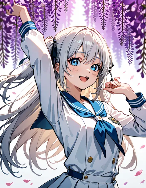 (score_9, score_8_up, score_7_up), source_Anime, absurd_res, white, blue, black, 1girls, solo, upper body, super fine illustration, an extremely delicate and beautiful, best quality, masterpiece, 8K, spring setting, celia-default, celia claire, blue eyes:1...