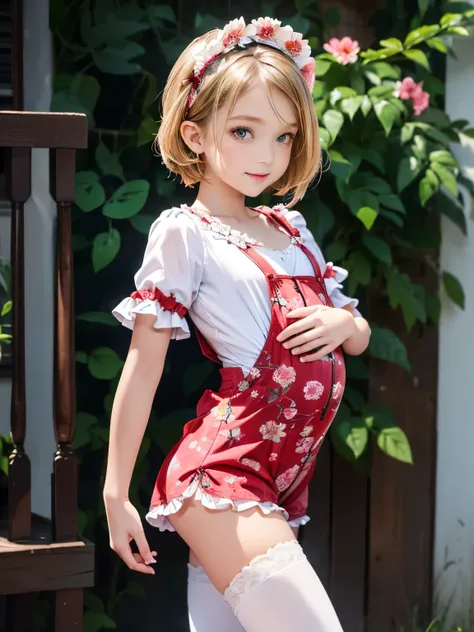 Surrealism, retina, masterpiece, accurate, anatomically correct, super detail, best quality, 8k, extremely precise in every detail, beautiful detailed glow, beautiful attention to detail, beautiful detailed eyes, A young girl stands in a nursery, (wears a ...