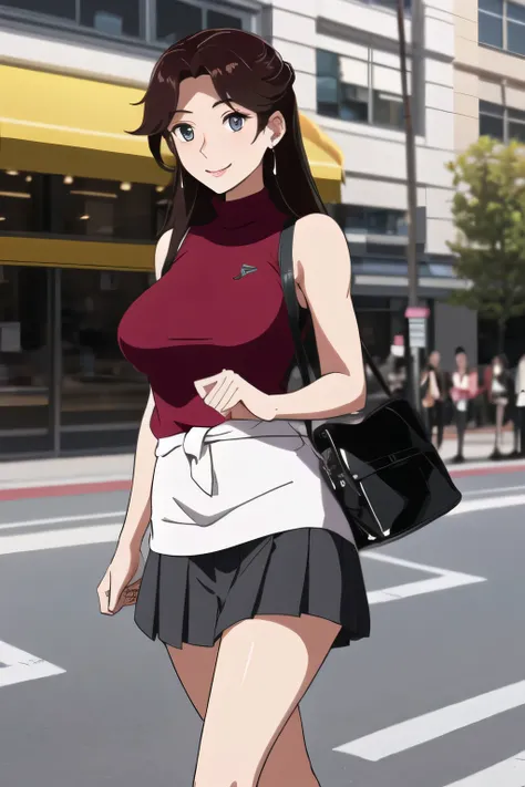 {{x}},smile，Please draw the facial expression even more delicately，draw her expression more delicately，walking alone，    city tour    ,，（（（She's dressed in a casual tourist style）））， I have a SLR camera  ,（Let's draw a more delicate look），（sleeveless wool ...