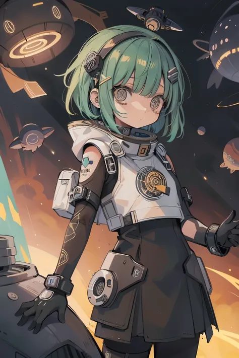 Space ship, captain future, comet, extremely fine and beautiful design, illustration, masterpiece,best quality, high resolution, 8k, sf,space fantasy, extremely beautiful and fain design, extremely fine and beautiful colors, An anime girl with shoulder-len...