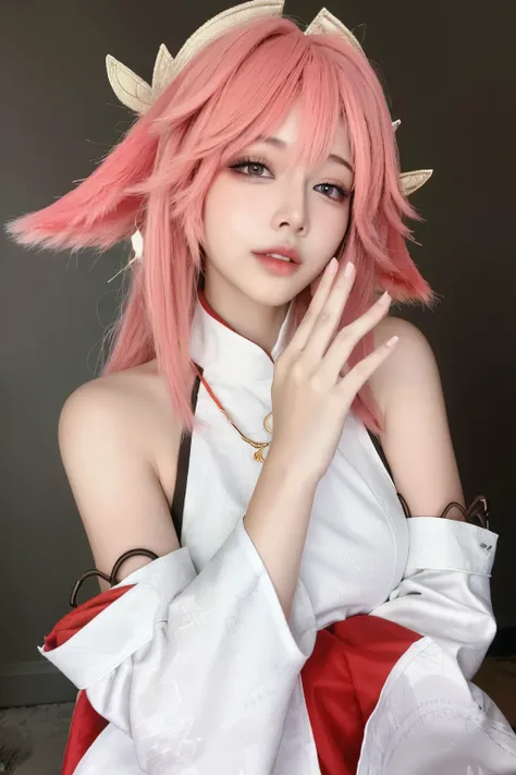 (masterpiece:1.3),best quality,high resolution,unity 8k wallpaper,(illustration:1),perfect lighting,photo_\(medium\),photorealistic,realistic,finely detail,extremely detailed,soft lighting and shadow,soft yet striking lighting,film grain:1.2,yae miko, 1gir...