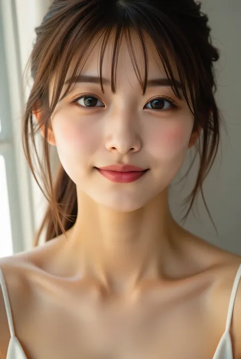  (NSFW, nude, breasts, nipples:1.8), Cute woman photos,  Supermodels, Further face up , Realistic, Beautiful woman face,  (staring straight at the camera :1.37), Realistic, Ultra Realistic photo, standing,  (Perfect Anatomy:1.21), (Small head:1.21), (Thin ...