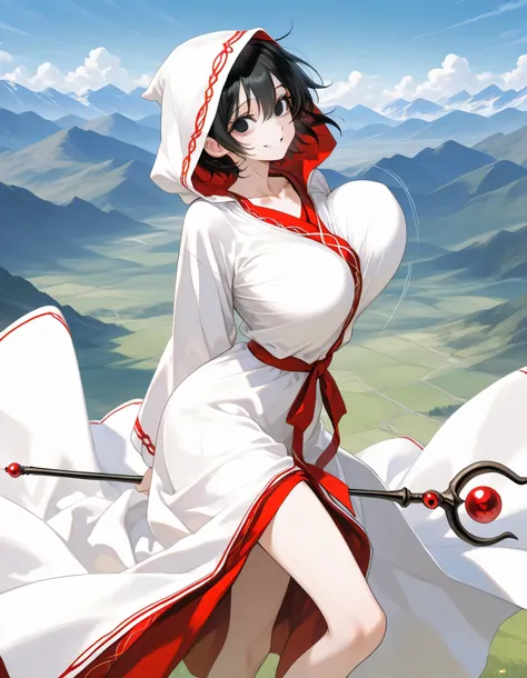 score_9, longlegs_v0.22_pony, BREAK, solo, 1 skinny girl standing, large eyes, black eyes, black short hair, BREAK, bursting large breasts, (too short torso), (too short waist), too narrow waist, skinny legs, BREAK, smile for viewer, arched back, arms behi...