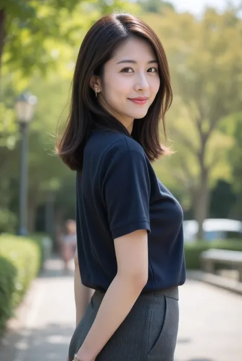 (masterpiece, photorealistic, natural shading:1.4)
(A very beautiful 28-year-old Japanese woman),
(A cute oval-shaped face:1.2),
(A gentle smile with slightly droopy eyes),
(A delicate figure, a voluptuous bust:1.3),
(Straight, medium-length, dark brown ha...