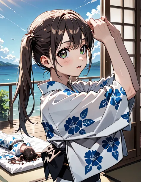 (score_9, score_8_up, score_7_up), source_Anime, absurd_res, white, blue, black, 1girl, solo, upper body, super fine illustration, an extremely delicate and beautiful, best quality, masterpiece, 8K, summer setting, upper body:1.3, moe anime character, (2g...
