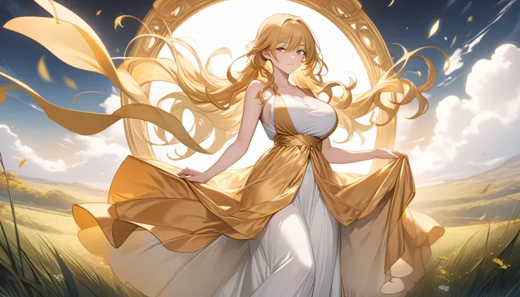 ((background:1.3)(Upper body above waist :1.2),Highest Quality, high resolution,( high image quality:1.2), masterpiece, detailsなbackground,age beauty,( 非常にdetailsな顔:1.2), detailed expressions ,( details:1.2),altitude 2,backgroundは虹の架かる大草原,Big Clouds々,where...