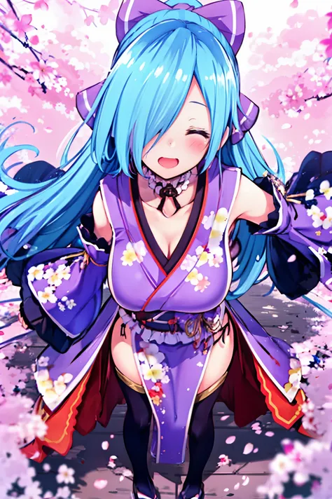 masterpiece, best quality, (1girl, solo),
yamato iori, oung__girl, virtual youtuber, solo, gloves, bow, hair bow, long hair, hair over one eye, thighhighs, blue hair, fingerless gloves, closed_eyes, japanese clothes, full body, detached sleeves, ponytail, ...