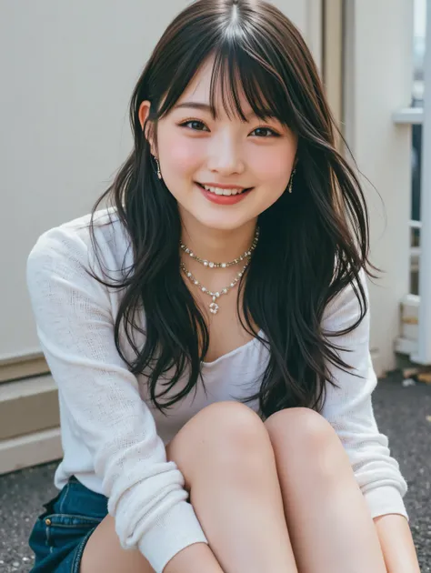 full body portrait of super cute 20-years-old Japanese girl
