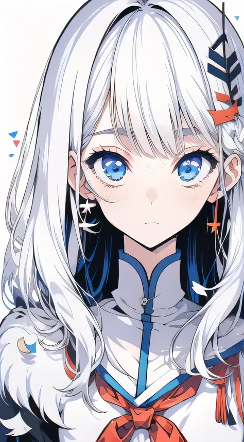 girl, Togashi Yoshihiro inspired , manga style, , Inspired by Koizumi Junsaku,, High Contrast Illustration s, color illustration panel, conductor, High Contrast Illustration , . no text　　white miniskirt　white boots　　Detailed face of a girl　uniform　on the u...