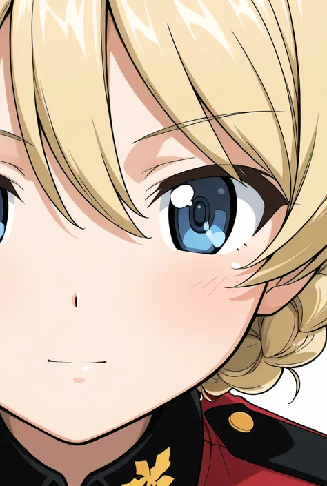 darjeeling \(girls und panzer\),st. gloriana's military uniform,ground,face focus,front view,looking at viewer,