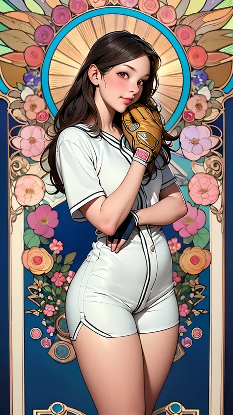 posters,(by mucha:1.2),((Art Deco,Botanical Art, Flower Art)),( floral :1.2), (Masterpiece, highest quality),( vibrant colors, colorful),(Amazing Details, detailed biography), anatomically accurate, Accurate drawings, detailed map, ready to Pitch pose hip...