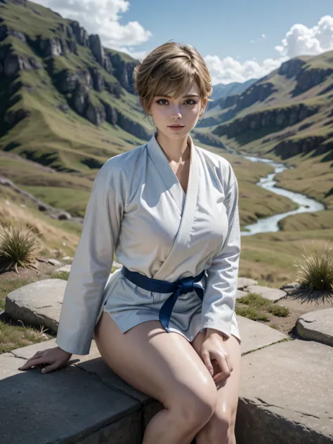 cinematic film still photographed.
Perfect appearance. Top quality. High resolution.
High quality photos. Photos that are in correct focus.
Correct human anatomy. Correct hand shape.
She is a grown woman. She is ((((tall)))).
Her head is small. Her face i...