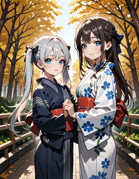 (score_9, score_8_up, score_7_up), source_Anime, absurd_res, white, blue, black, 2girls, duo, upper body, super fine illustration, an extremely delicate and beautiful, best quality, masterpiece, 8K, summer setting, upper body:1.3, moe anime character, (2g...