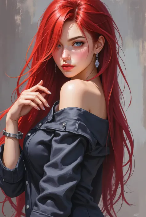 Comic sex art. Score_9, score_8_up, score_7_up, ((highest quality)), ((masterpiece)), (be familiar with), Perfect Face, (High definition), (Best Shadow), 8k, cinematic, (Realistic:1.4),dramatic. Stunning Police Woman, long red ponytail, police handcuffs, ...