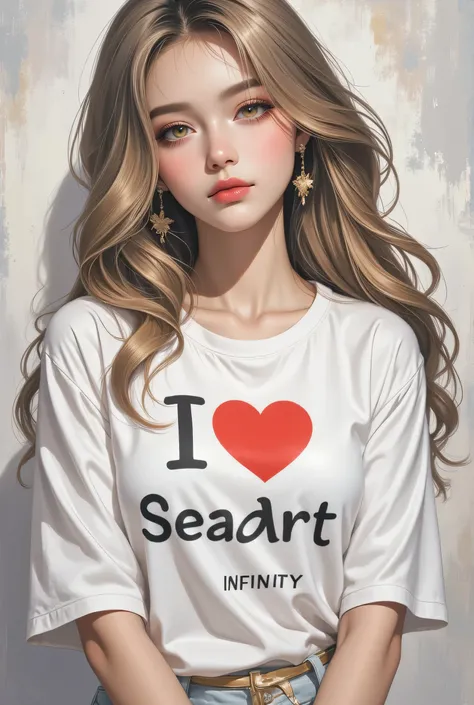 Comic sex art. Score_9, score_8_up, score_7_up, ((highest quality)), ((masterpiece)), (be familiar with), Perfect Face, (High definition), (Best Shadow), 8k, cinematic, (Realistic:1.4),dramatic. Beautiful girl with wavy long hair, short white t-shirt with ...