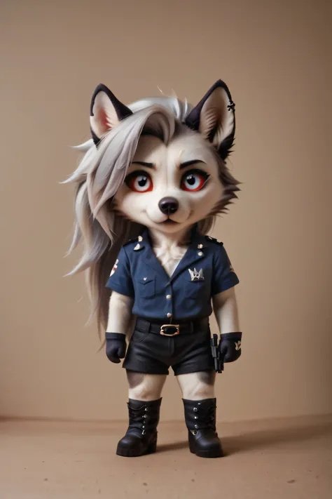 Loona furry holding a gun, standing, Dressed in a special forces uniform, ground, cute, detailed face, intricate fur texture, realistic lighting, cinematic composition, muted color palette, dramatic shadows, photorealistic, 8k, highly detailed, masterpiece...