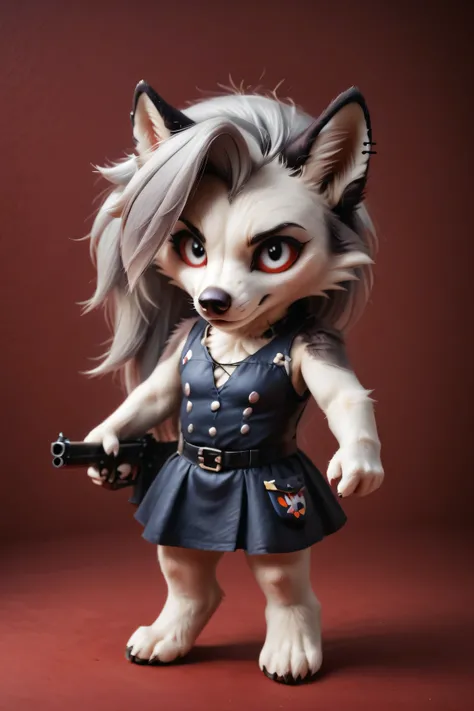Loona furry holding a gun, standing, Dressed in a special forces uniform, ground, cute, detailed face, intricate fur texture, realistic lighting, cinematic composition, muted color palette, dramatic shadows, photorealistic, 8k, highly detailed, masterpiece...