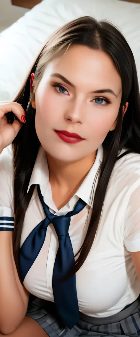 red lips,busty 18yo girl in sexy school uniform,anatomically_correct,rating_questionable