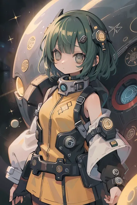 Space ship, captain future, comet, extremely fine and beautiful design, illustration, masterpiece,best quality, high resolution, 8k, sf,space fantasy, extremely beautiful and fain design, extremely fine and beautiful colors, An anime girl with shoulder-len...