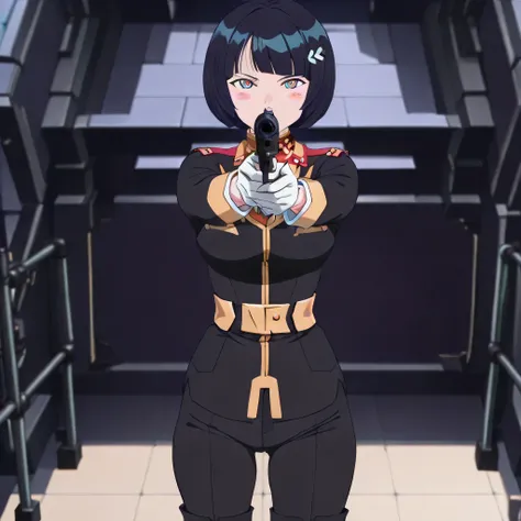ultra-High resolution, score_9,score_8_up,score_7_up,score_6_up,score_5_up,score_4_up, BREAK, source_anime, anime screencap, uncensored, rating_explicit, Masterpiece, curvy, dark persona, looking at viewer, Fighting Stance, (((solo, 1girl))), hair ornament...