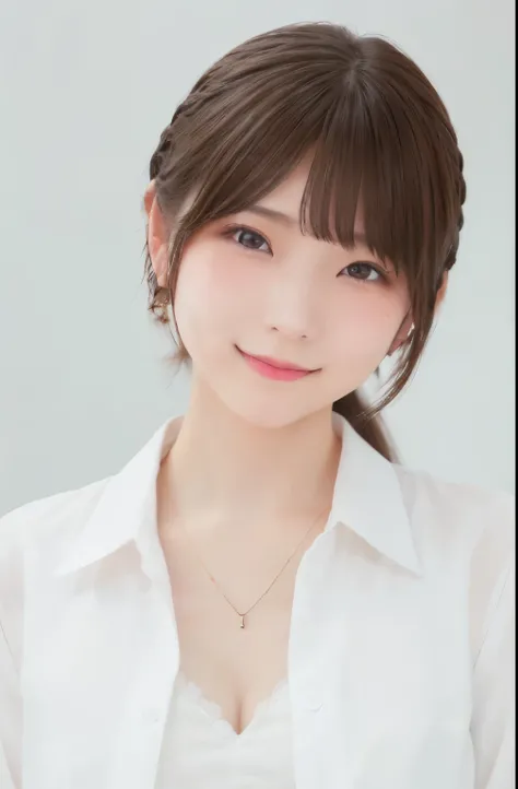 beautiful Japanese woman ,(Winter clothes:1.2), 20 years old、 Down Jacket、shirt、necklace、、 ( RAW photo, best quality), (reality, realistic :1.4), clean looking 、iris、 Very Detailed Eyes and Face , beautiful detailed nose, beautiful eyes , perfect anatomy o...