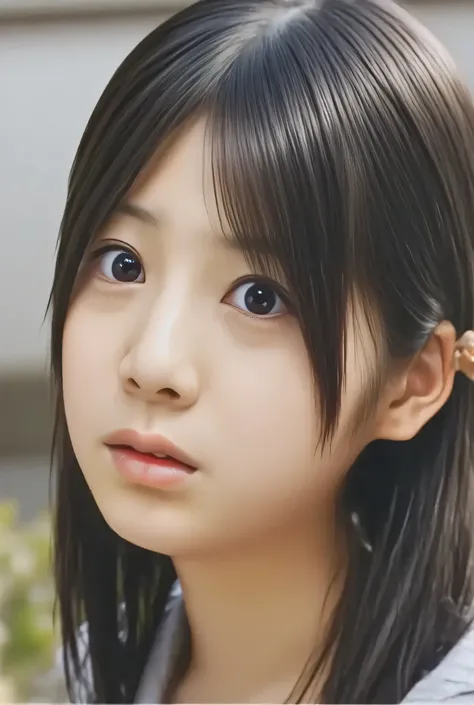(best quality,  masterpiece:1.2),  ultra detailed,  (photo realistic:1.4), 
 High resolution 16k,  Use natural light and color, (Japanese high school girl:1.2), insanely detailed, 1girl, small ,Full Body、
Slender body,Flat chest, big eyes,  black hair,(Sho...