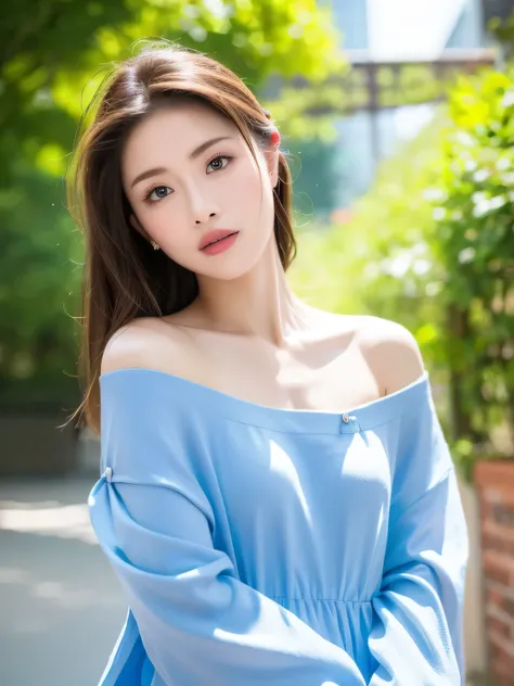 hyper quality,high detail,high resolution,FHD,1080P,2K4K18K,1girl,solo,(From the front),chinese clothes,off shoulder,Shiny and fair skin,outdoor,simple background,