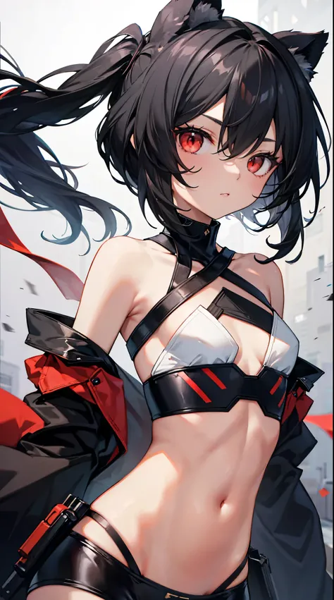  top grade 、black hair、red eyes、Beautiful Girl、Petite、slender,flat chest,,Ninja