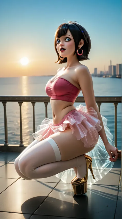 score_9, score_,Above 8,focus,, absurdres, highres, illustration,

a girl, And_VisVamp ,their breasts are huge,volutous breasts,Small pink thong , big thighs,large hips well defined buttocks,
high stockings, belly button, jewelry, earrings, abdomen, Crouch...