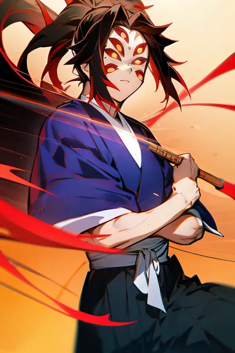 Tamanosuke Neguchi , a 34-year-old chiến binh anime from the Edo period, boasts tóc đen dài that falls in narrow waves beside his đôi mắt hẹp và eyebrows. Khuôn mặt trái xoan của anh ta khắc sâu trong lòng quyết tâm và đau đớn , như một vết thương đẫ...