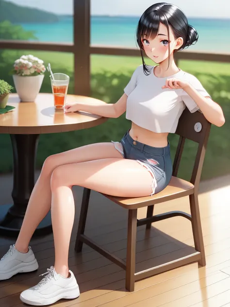 score_9, score_8_up, score_7_up, score_6_up, score_5_up, score_4_up, anime,nsfw, uncensored,anime girl,correct anatomy,female, 5, Fair skin, fine eyebrows, long black hair, pale pink sideburns, Height: 138cm, 45 kg, Petite,Baby Face, shape,skinny,( thin ha...