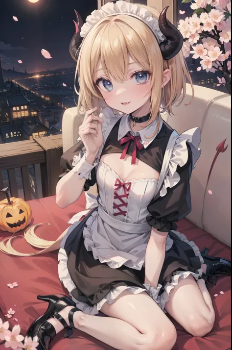Gently stare, by krenz Cassiato , Asuka, is sitting, Asuka, anime styleイラスト, official art, High Quality Anime-Style Art, high resolution, anime style, (Cherry Blossom Little Devil Maid:1.4),
Playful yet elegant maid mini dress in deep pink and white,
wit...