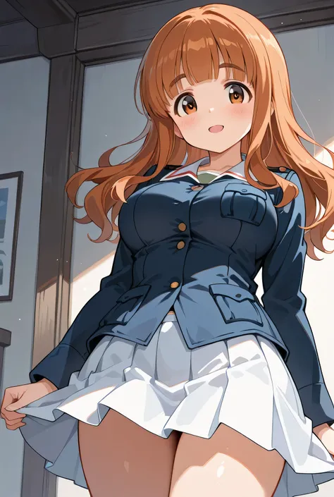 takebe saori,ooarai military uniform,cowboy shot,