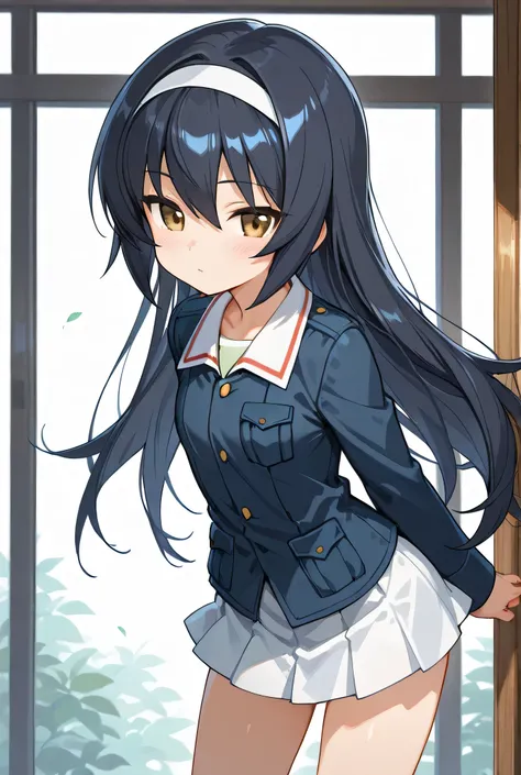 reizei mako,ooarai military uniform,cowboy shot,