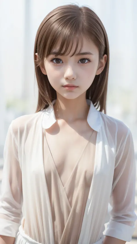 female middle school student、wonderful hairstyle、 Hair、shirt、Tops、 beautiful symmetrical eyes 、beautiful small face、High nose、Beautifully shaped lips 、Moisturizing Lips、slender body line、((tight waist))、((Misaka Mikoto))、Highest Quality、8K、 RAW photos 、rea...