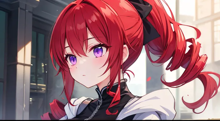 red hair with drills、ponytail、Purple eyes、big breasts、beautiful、 lori、One woman,