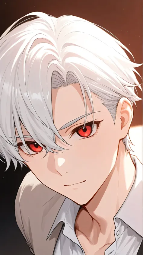 men white short hair red eyes fullbody