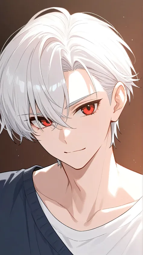 men white short hair red eyes fullbody