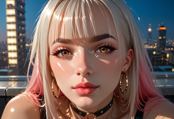 hyper-realistic detail, 8K resolution, ultra-sharp focus, dramatic shadows, cinematic lighting, high fashion aesthetic, dark background, glittering skin, platinum blonde hair, highly cinematic, ethereal glow, 8K, depth of field, focused subject, dynamic an...
