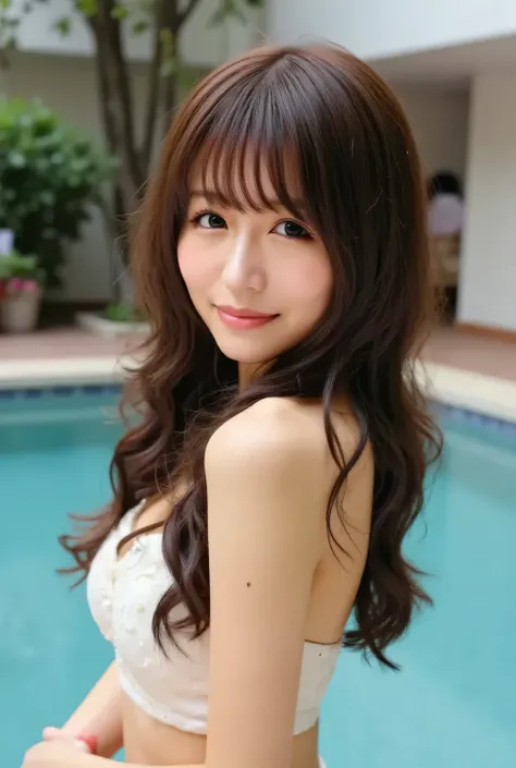 very noble、Japanese、gravure idol、pornstar、The pool in question、poolside、She's horny and cute 、overview、The best legs、Best Gravure Poses、Best Sexy Poses、Best Performance、Best model pose、sexy posing、gravure shooting、Boldly highlight your chest、from inside my...
