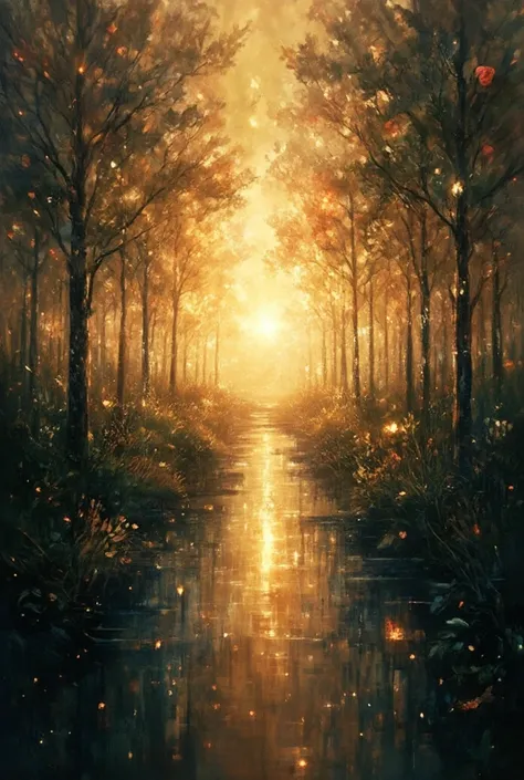(masterpiece、Highest Quality、Super Detail) 、The Golden Rule of Arrangement、no humans,Light that won't go out in the heart、Light that dwells in will、Light that quietly leaks out、Light that overflows from the depths of the heart、Particles of Light dance、myst...